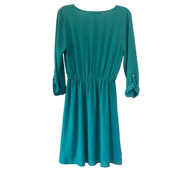 Green V-neck Romper Wrap Dress (Medium) - Picture 2 of 6